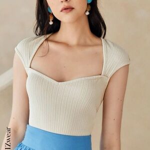 SHEIN cap sleeve top size‎ medium ivory